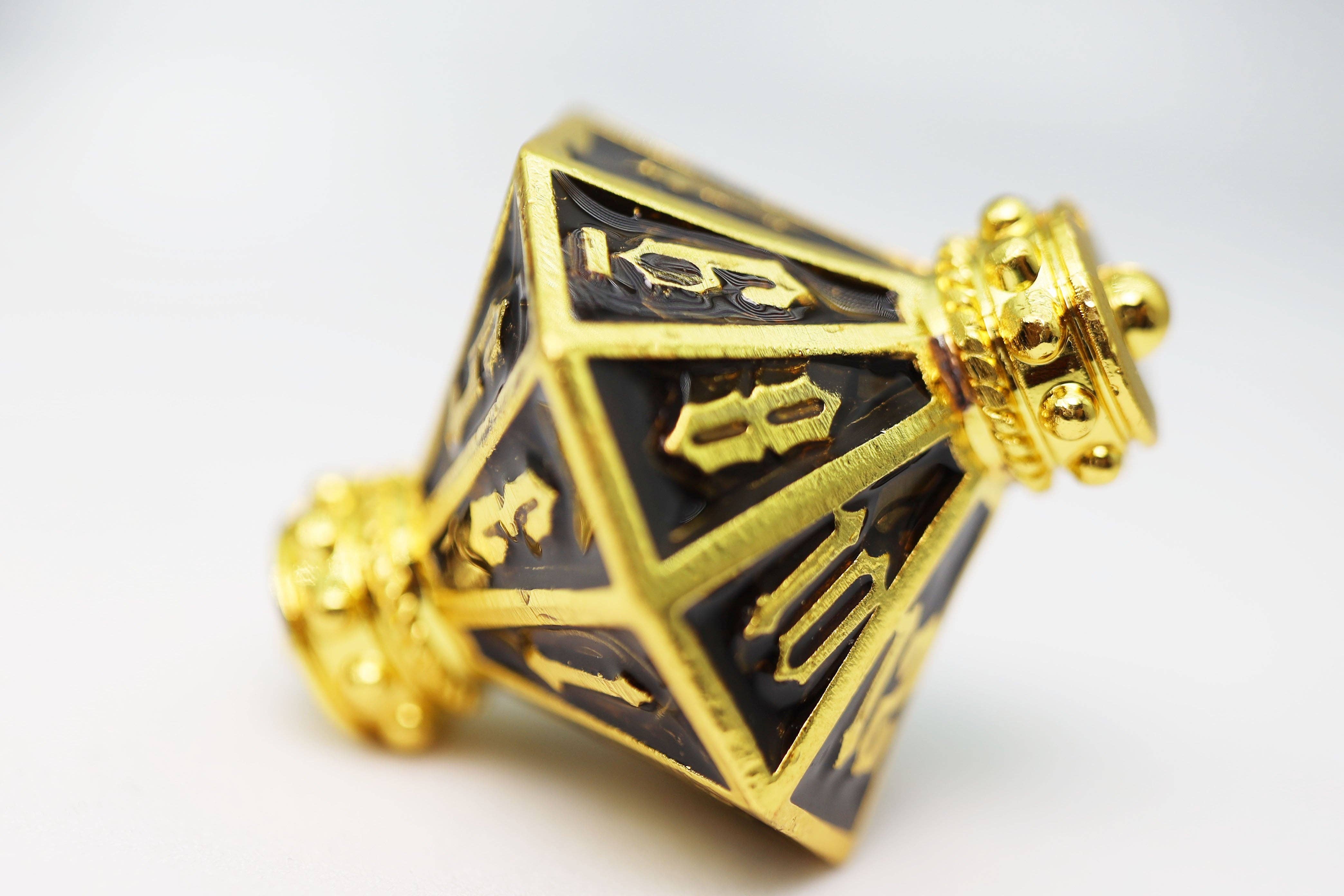 Foam Brain Games - Wholesale Dice - Moonlit Lantern: Golden Earthen Flame - Metal RPG Dice Set3