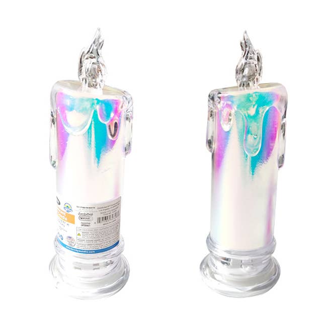 Bougie LED iridescente 2 pouces de diamètre × 6,3 pouces de hauteur Lumière chaude pour la vente par Deluxe Import Trading