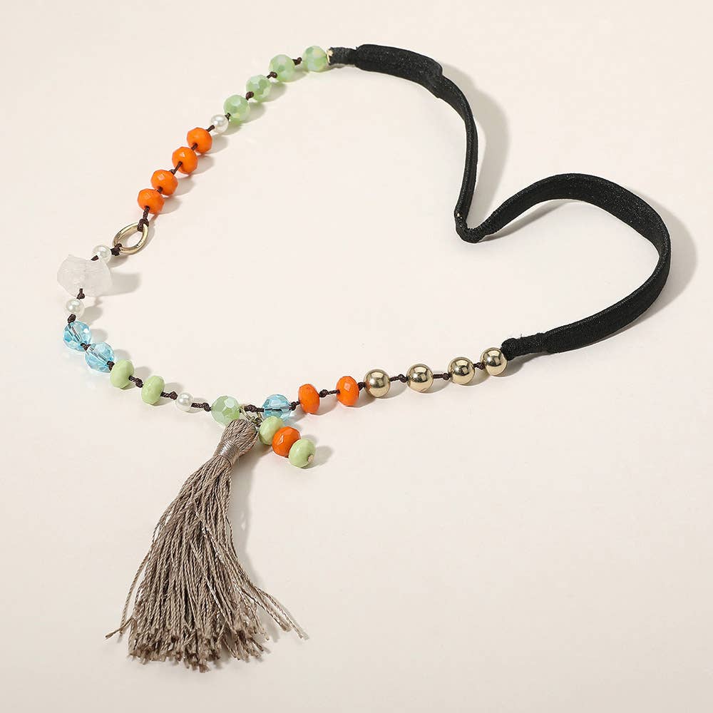 Sensibling Corp. - Wholesale Fashion Headband - Women's - Tassel Drop Boho Beaded Stretch Headband1
