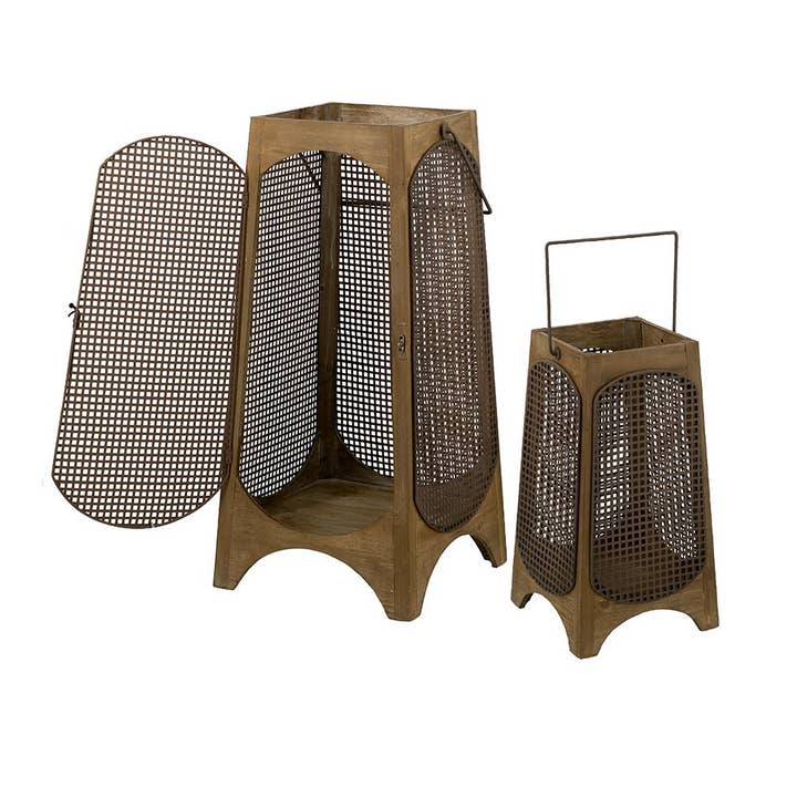 A&B Home Group Inc. - Wholesale Lantern - S/2 Weathered Brown Lanterns with Arched Legs 29.5"/17.5"3