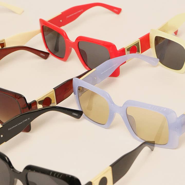 ASSORTED COLOR Retro Square Acetate Sunglasses for wholesale on Faire