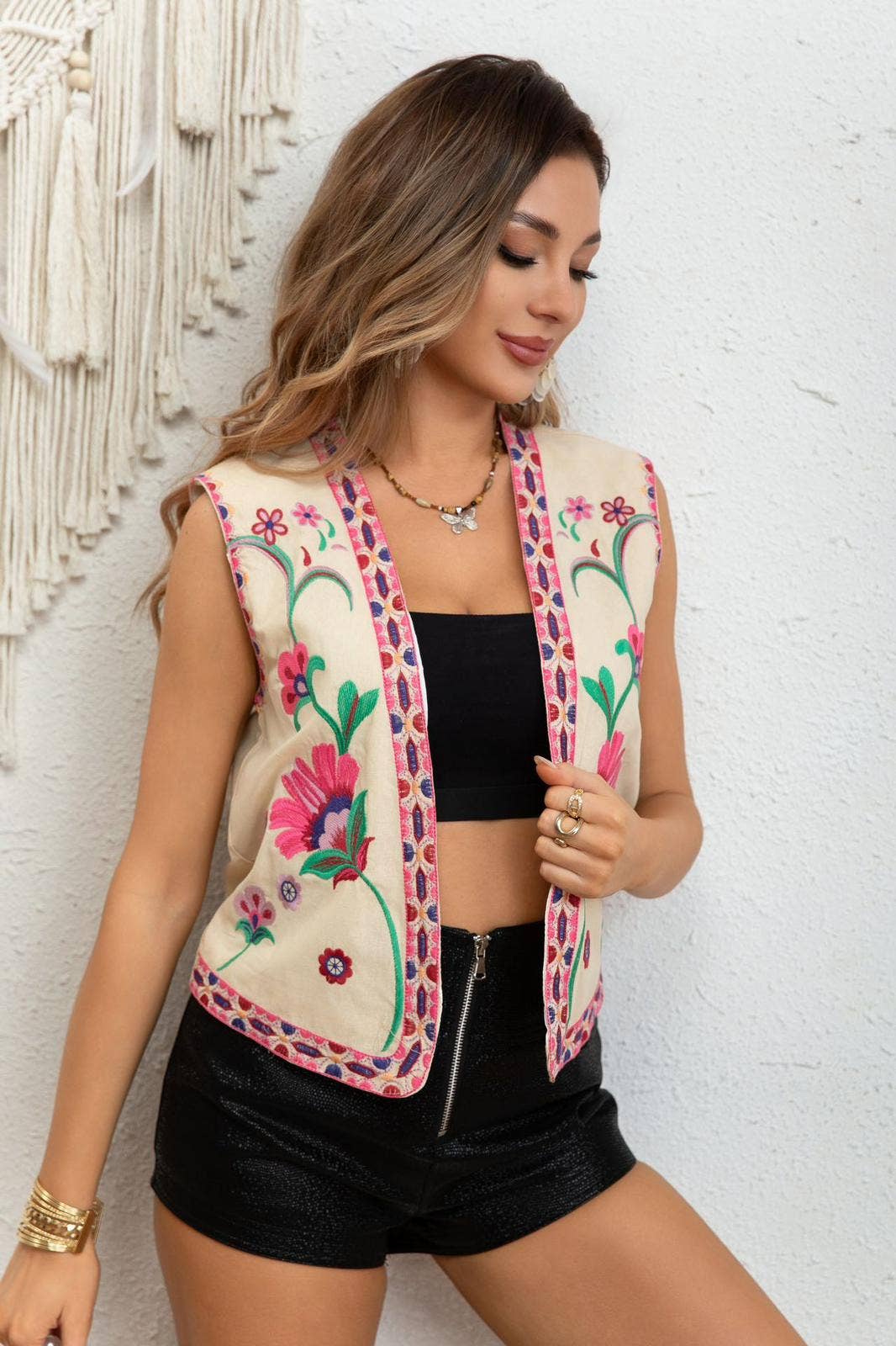 LORIANE – Engroshandel Vest - Dame – 6490G ærmeløs broderet vest i one size5