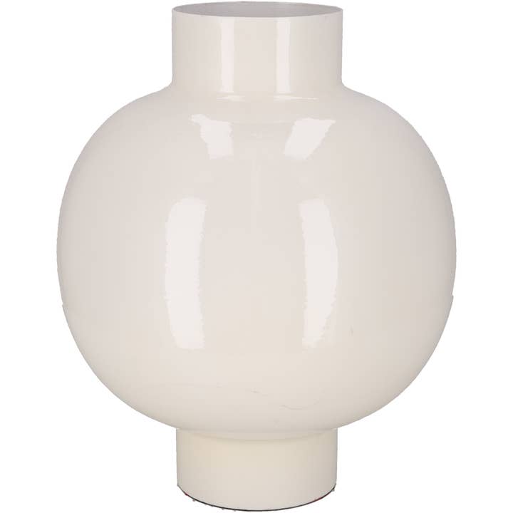 Vosteen - Wholesale Vase - Metal Vase Muta, D26cm, H31cm, White Gloss