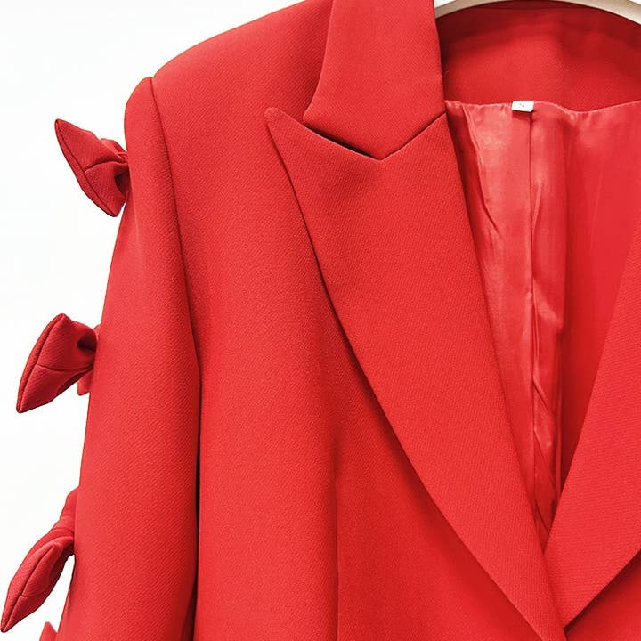 Sanyao Fashion - Wholesale Suit Jacket - Women's - SY254 Chic Red Bow-Knot Sleeve Mid-Length Suit Jacket8