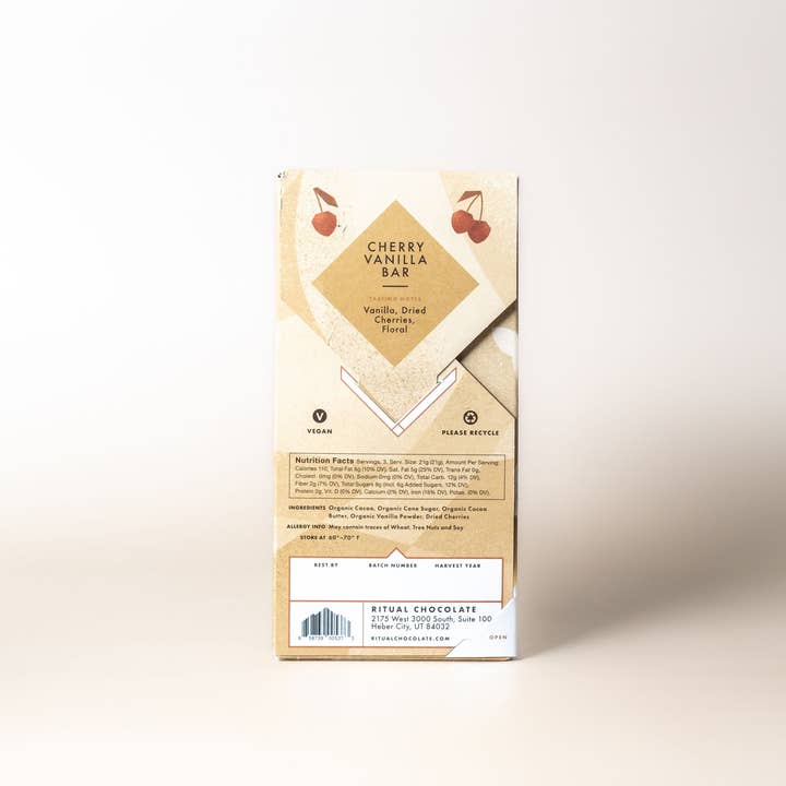 Ritual Chocolate - Wholesale Chocolate Bar - Cherry Vanilla Dark Chocolate Bar 70% Cacao