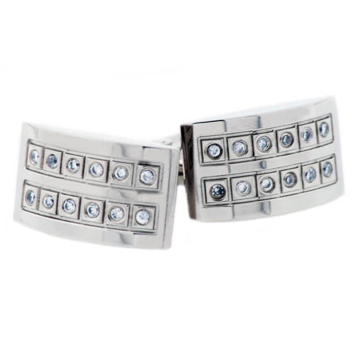 Gemelli da uomo in acciaio inossidabile con zirconia cubica per la vendita all'ingrosso da parte di Blackjack Mens Jewelry