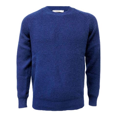 Pull ras du cou en cachemire en maille côtelée épaisse Bleu roi pour la vente par Hommard