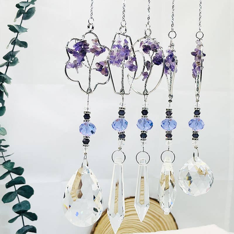 GemMeet - Wholesale Suncatcher - Amethyst Tree Of Life Sun Catcher Wind Chime 18