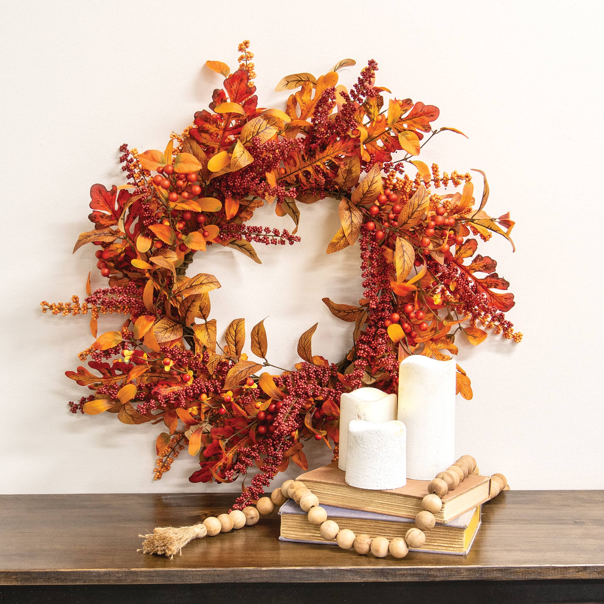 Col House Designs - Wholesale Wreath - Bittersweet Berries & Fall Leaves Wreath - 24"1