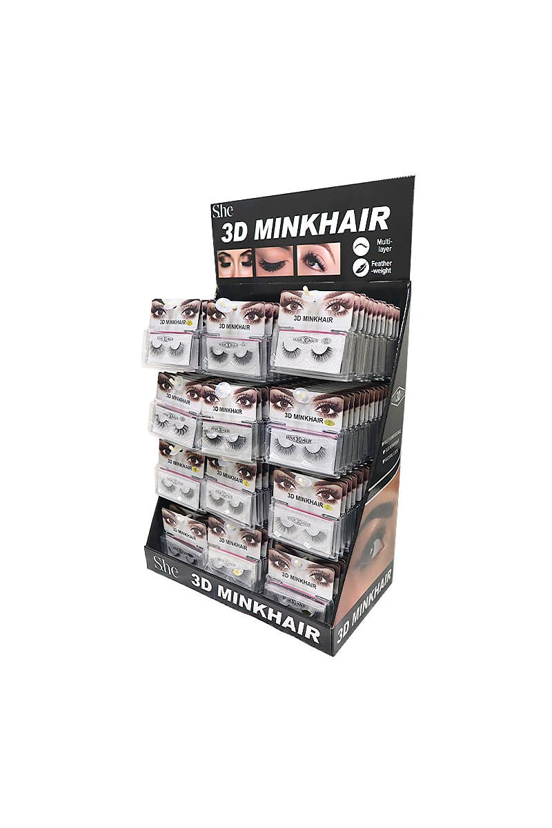 PINEAPPLE Beauty - Wholesale False/Fake Eyelashes - Makeup She KEY100 3D Mink Hair Eyelash Display - 144pc1