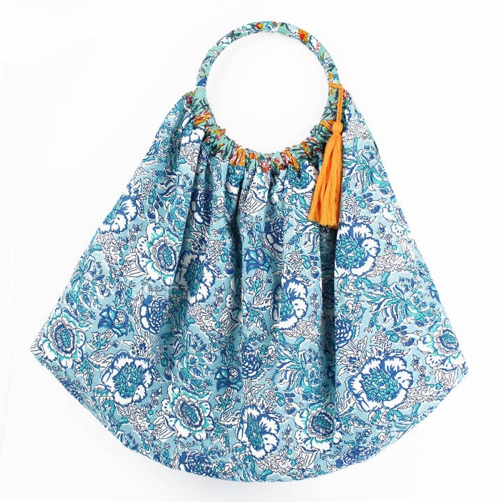 My Doris - Wholesale Shoulder Bag - Women's - BLUE AND TURQUOISE REVERSIBLE BAG2