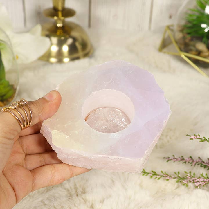 Natures Artifacts Inc - Wholesale Candle Holder - Angel Aura Rose Quartz Candle Holder3