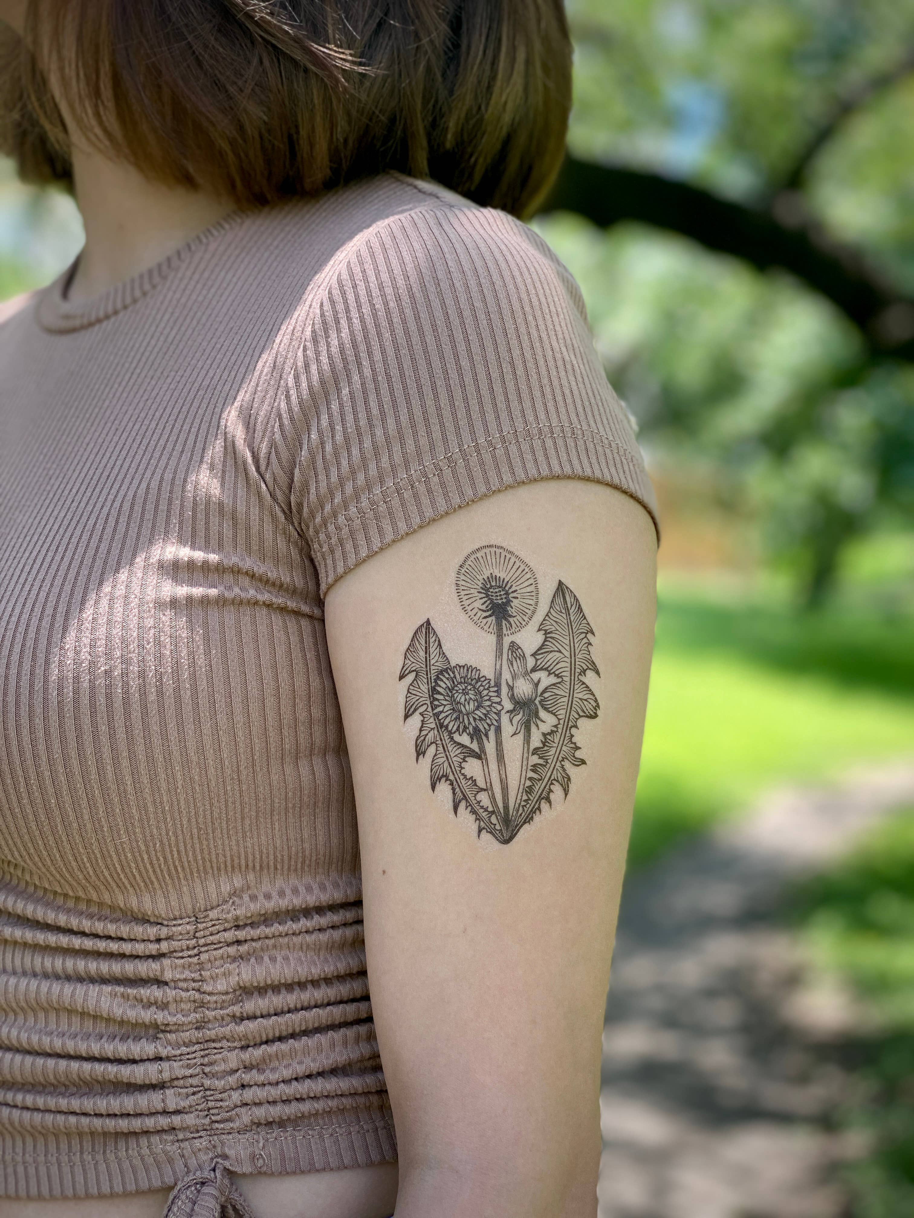 NatureTats - Wholesale Temporary Tattoo - Dandelion Flower Temporary Tattoo