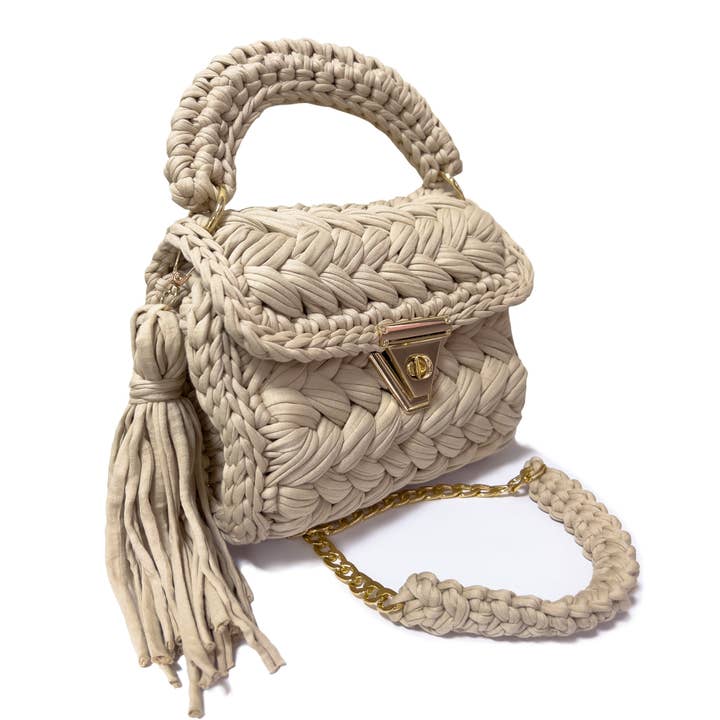 CHQEL - Wholesale Clutch Bag - Women's - CHQEL Beige Clutch Bag for Women, Handmade Crochet Purse