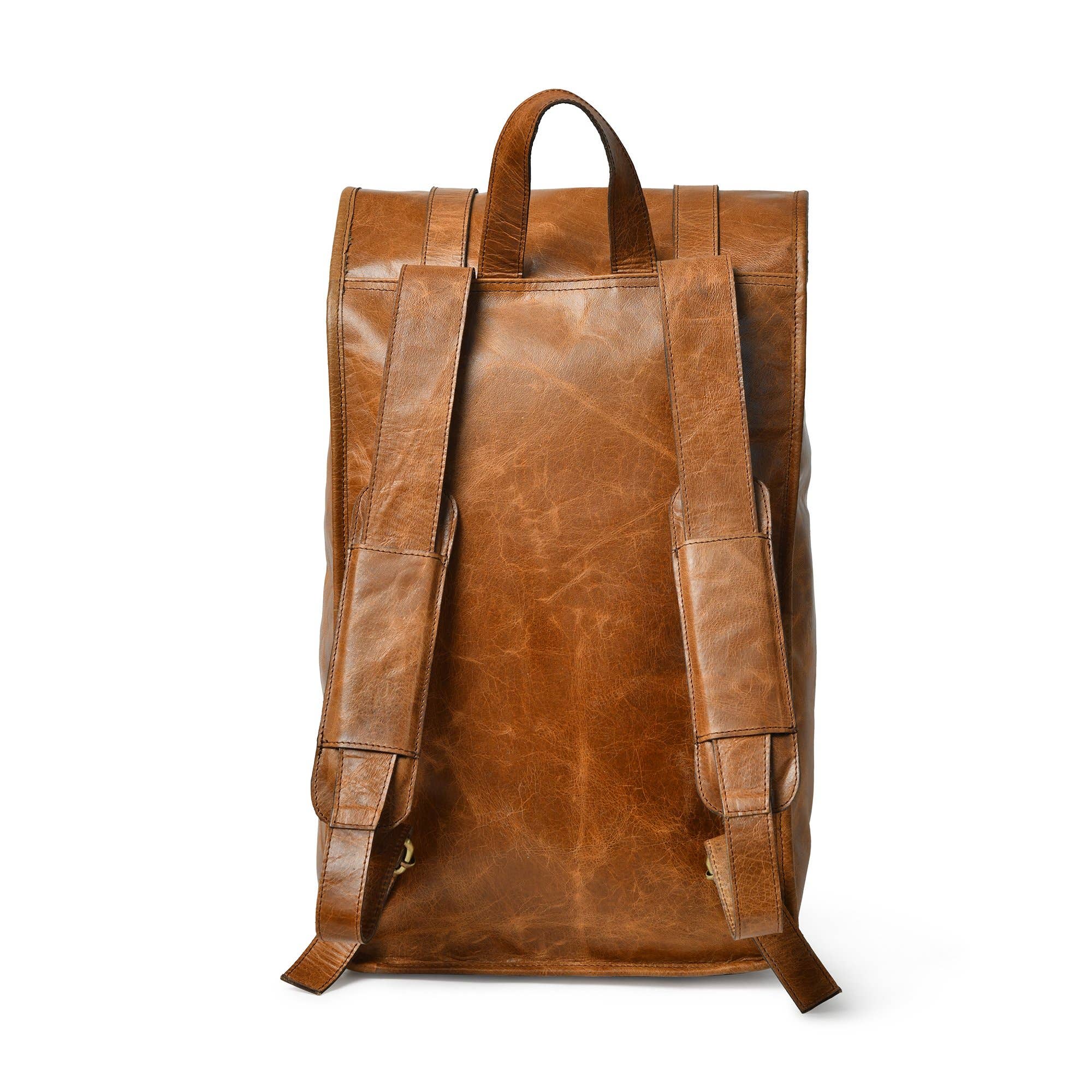Dotch Leather - Vente Sac à dos – homme - Sac à dos en cuir à fermeture roulante DuVall - Tan3