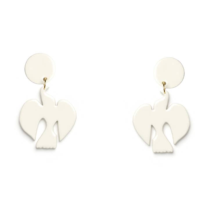 Brincos COLOMBE em madeira laqueada branca por atacado de LAKLAK