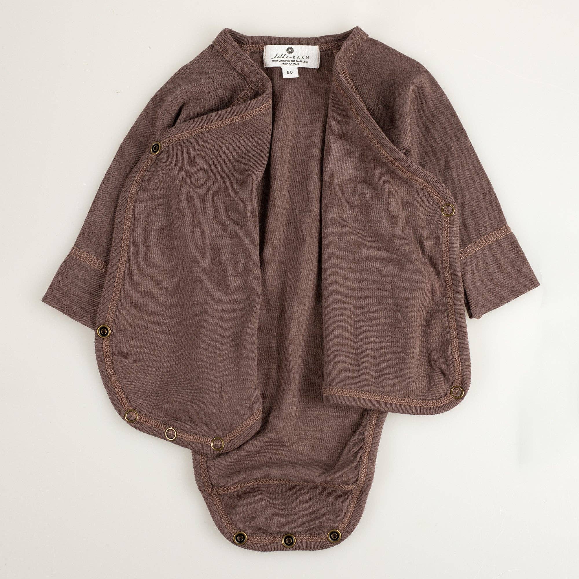Lille Barn - Vente Body (sans pieds) – bébé - Body cache-cœur à manches longues en laine mérinos - Peppercorn2