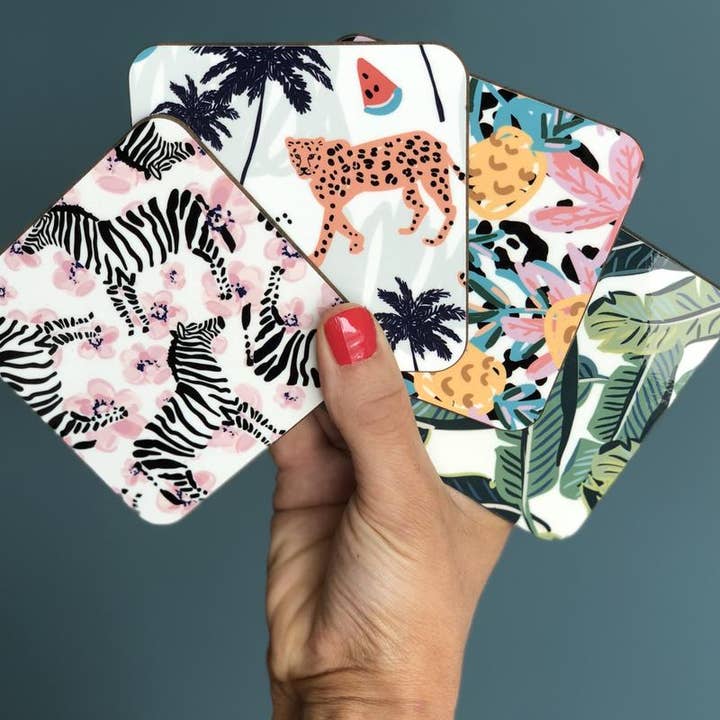 Tropical Coasters Pack Of Four for wholesale by Hendog Designs