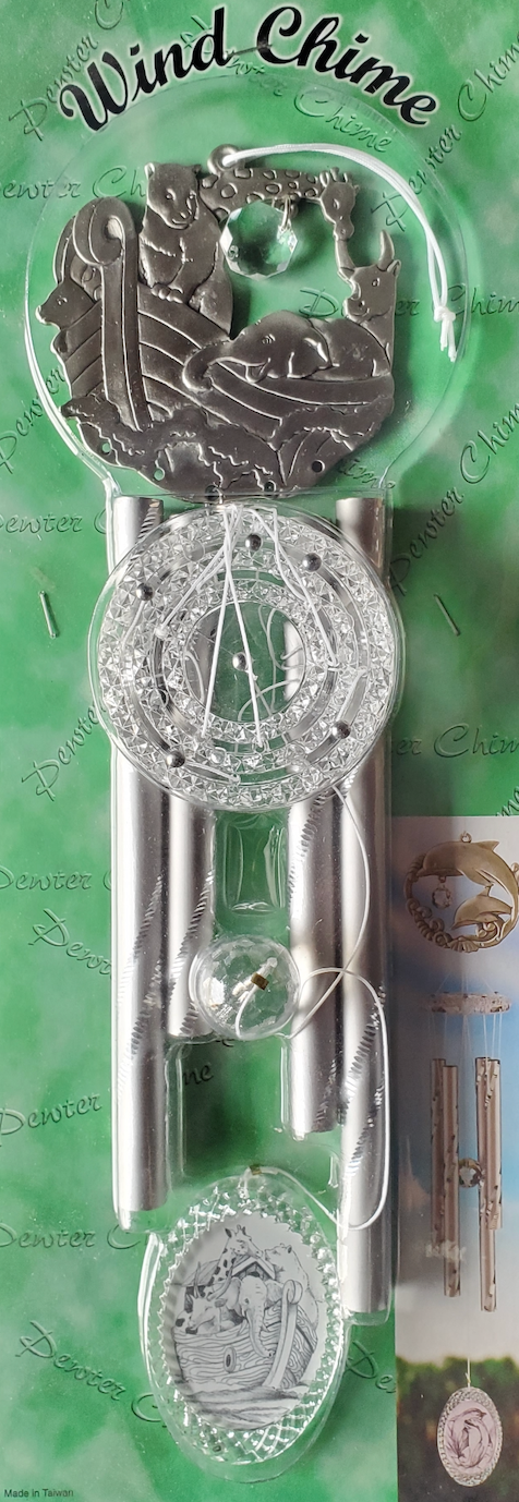 29 Tonight - Wholesale Wind Chime - Pewter with Deluxe Acrylic Chime (Noah's Ark) 18"0