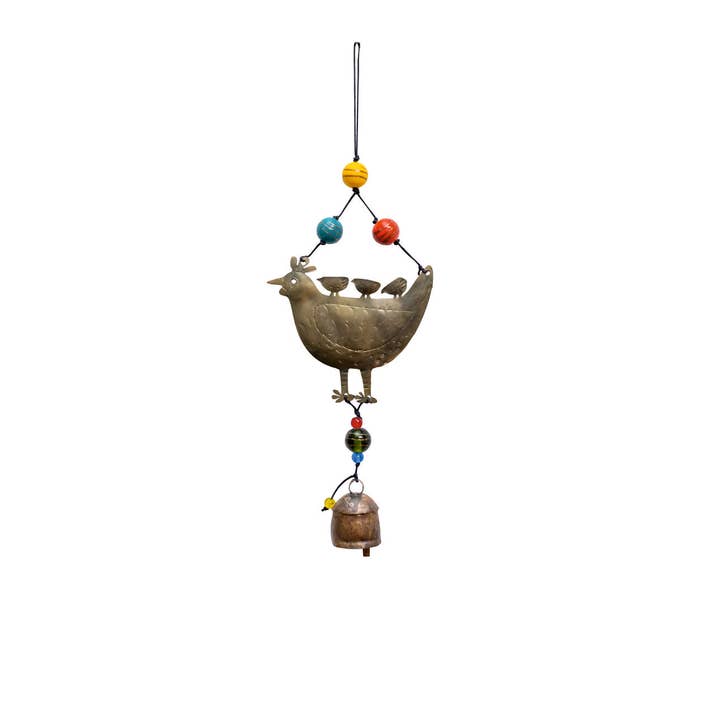 A Rooster'S Load/With Beads & Bell wind chime for wholesale by Moksha Imports