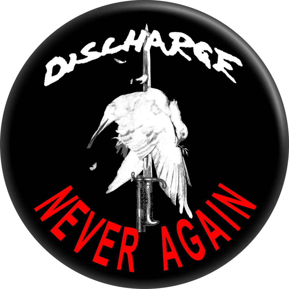 Square Deal Recordings & Supplies - Wholesale Lapel Pin/Button - Pin-on Button - 1.5 Inch - Discharge - "Never Again"0