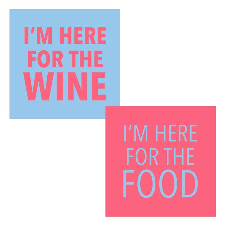 Double Sided Funny Cocktail Napkins | Wine/Food for wholesale by soiree-sisters