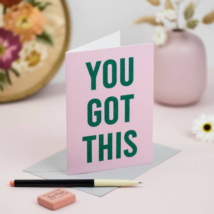 'You Got This' Motivational Card with Biodegradable Glitter for wholesale by Oh Squirrel