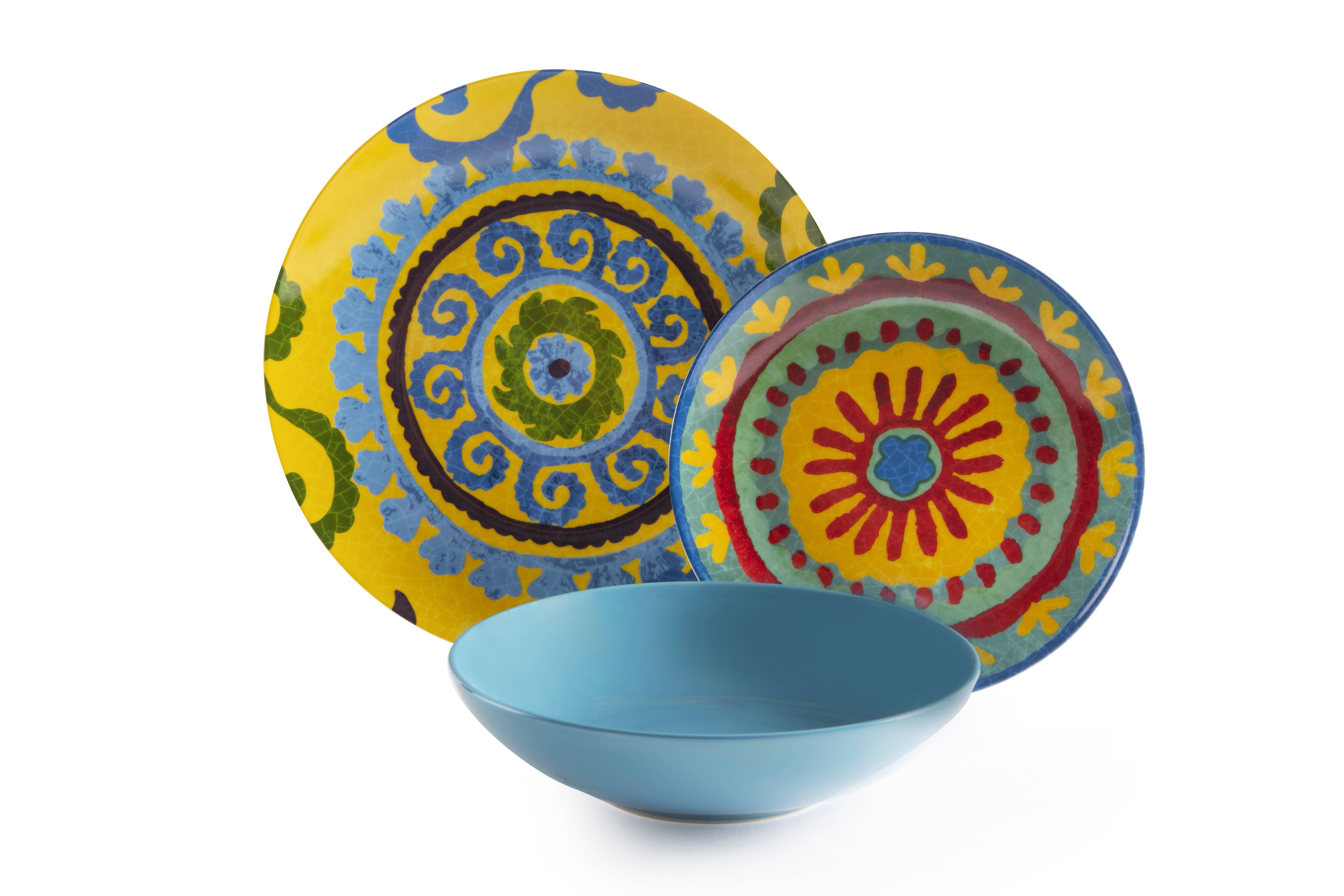 multicolour 18-Piece New Delhi Dinnerware Set for wholesale on Faire5
