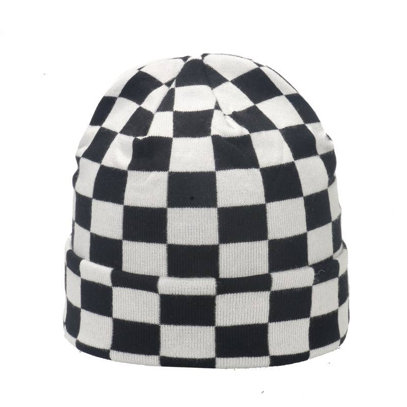 Comely Fashion - Wholesale Beanie - Women's - Checked Plaid Pattern Knitting Beanie Hat