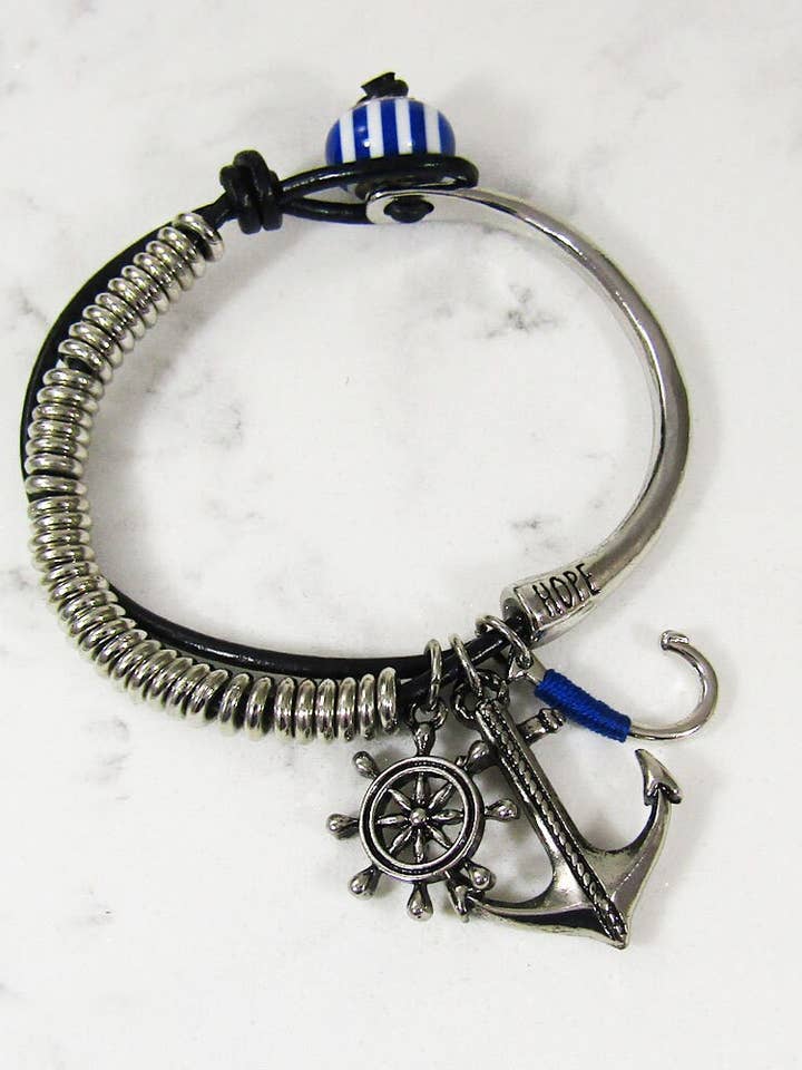 Pulsera con forma de aro de metal con forma de ancla para venta al por mayor de TheTizana