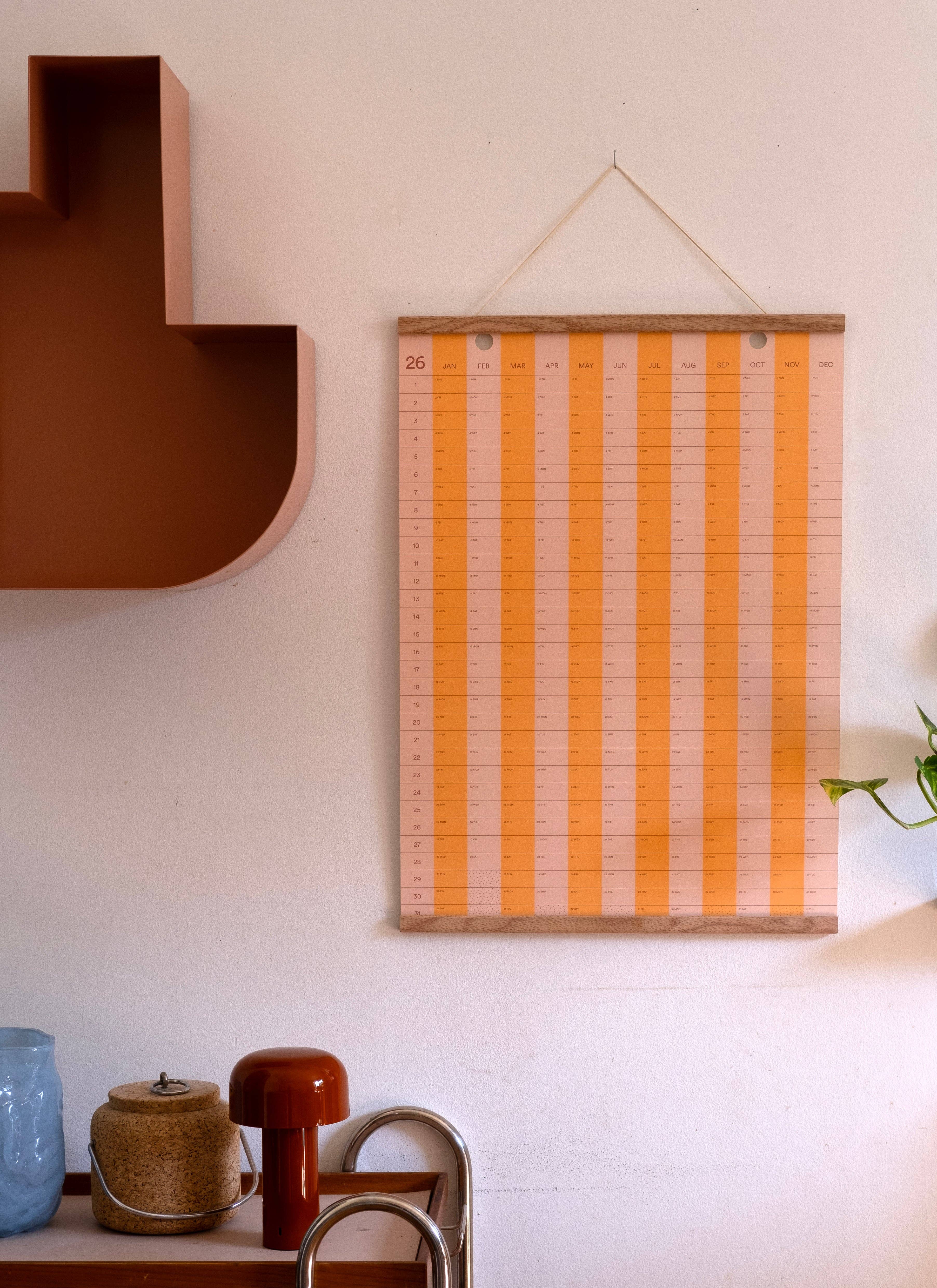 Yearcalendar - Vente Calendrier - Calendrier rayé 2026 70 x 100 cm1