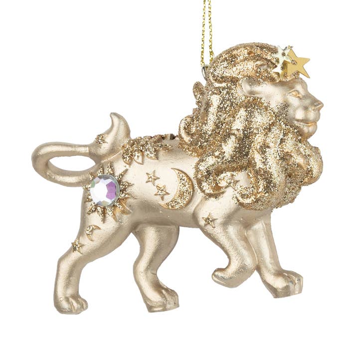 Silver Tree Home & Holiday - Wholesale Ornament - G79579: Glden rsn celestial lion orn,glit,jewel star,3in0