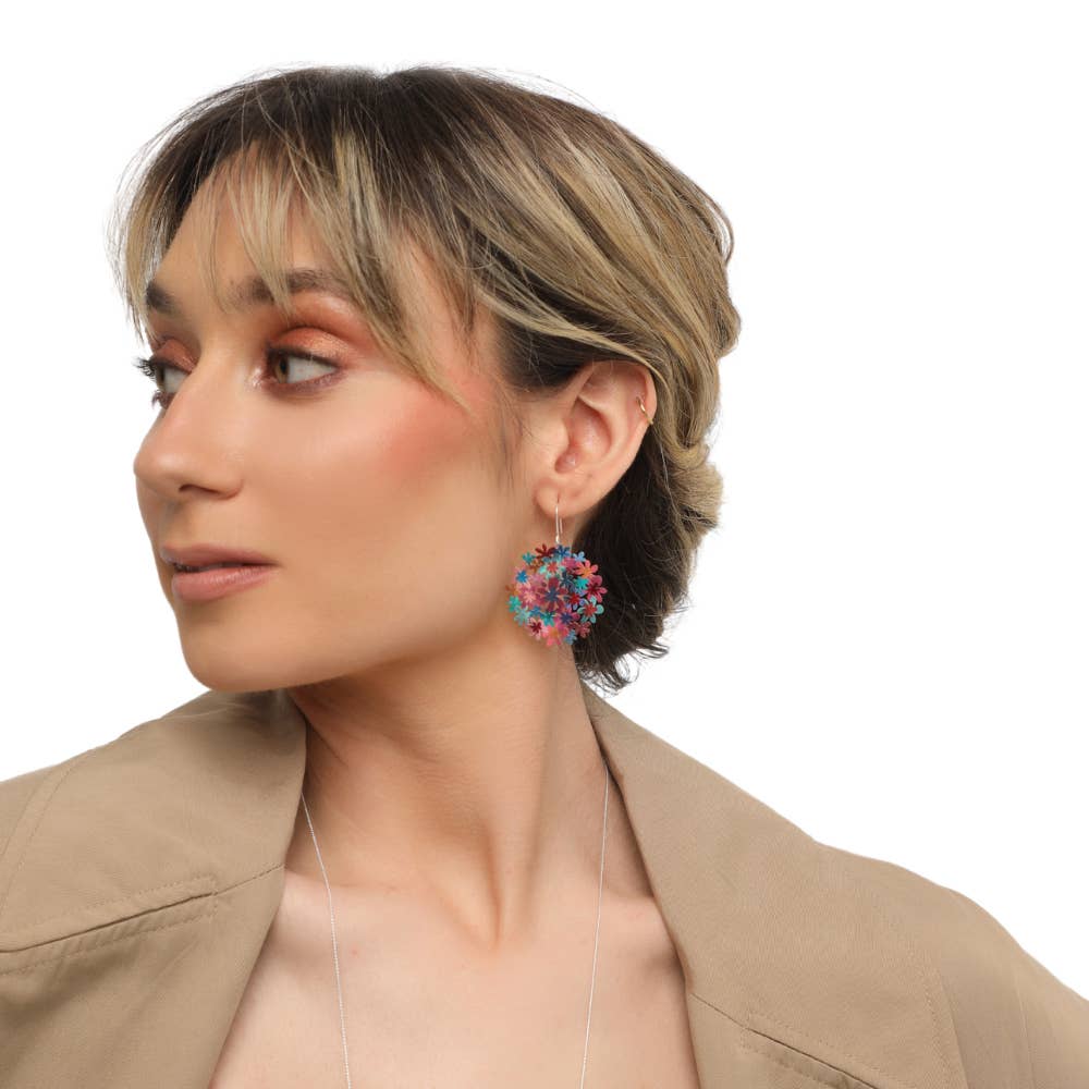 RAS - Wholesale Stud/Post Earrings - Turquoise Bouquet Silver Plated Small Earring1