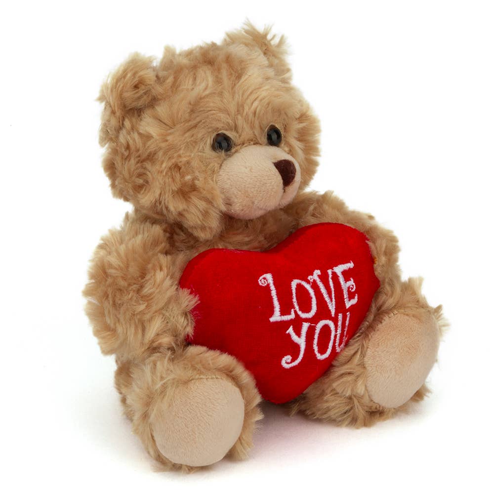 Plushland - Vendita all'ingrosso Peluche - Bambini e neonati - Orsacchiotto di San Valentino da 6" e 9" con un messaggio sul cuore che tiene in mano1