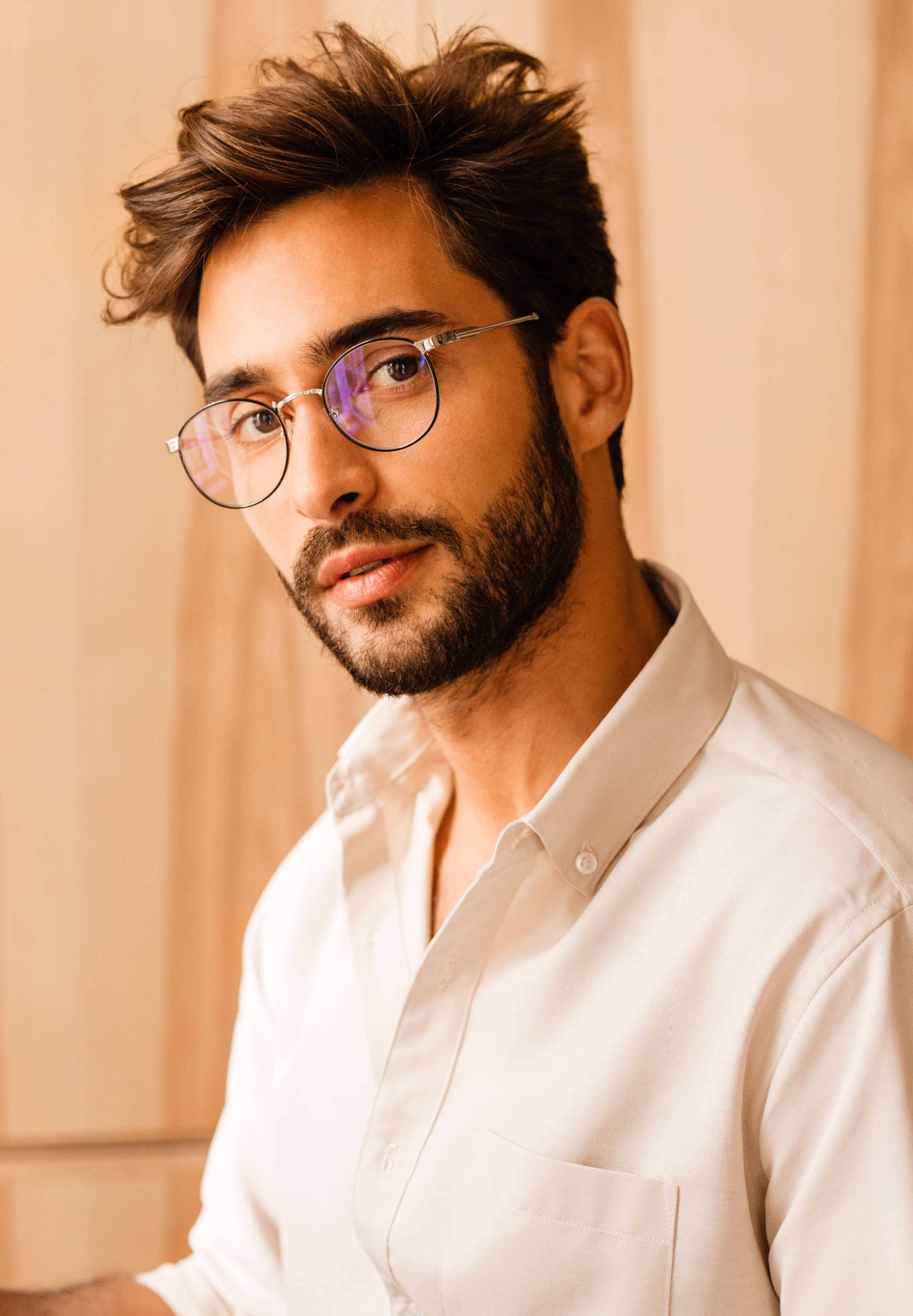 beige Camicia Raphael con collo americano a maniche lunghe, 100% eco-friendly in vendita all'ingrosso su Faire1