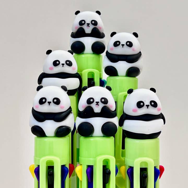 23023 Panda 8-Color Retractable Ball Pen-24 for wholesale by BCmini