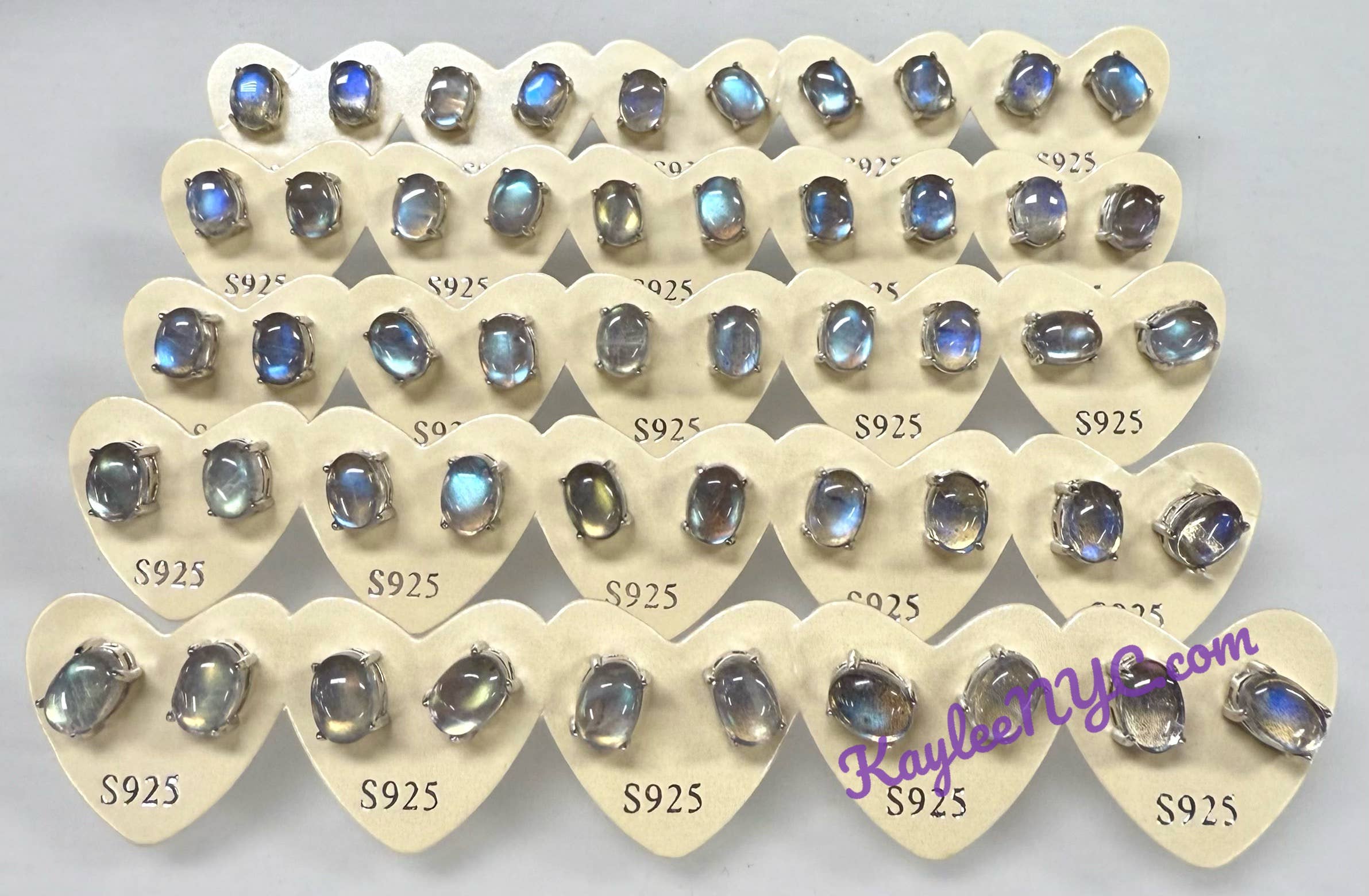 KayleeNYC - Wholesale Stud/Post Earrings - Natural Labradorite sterling Silver925 Earring Studs5
