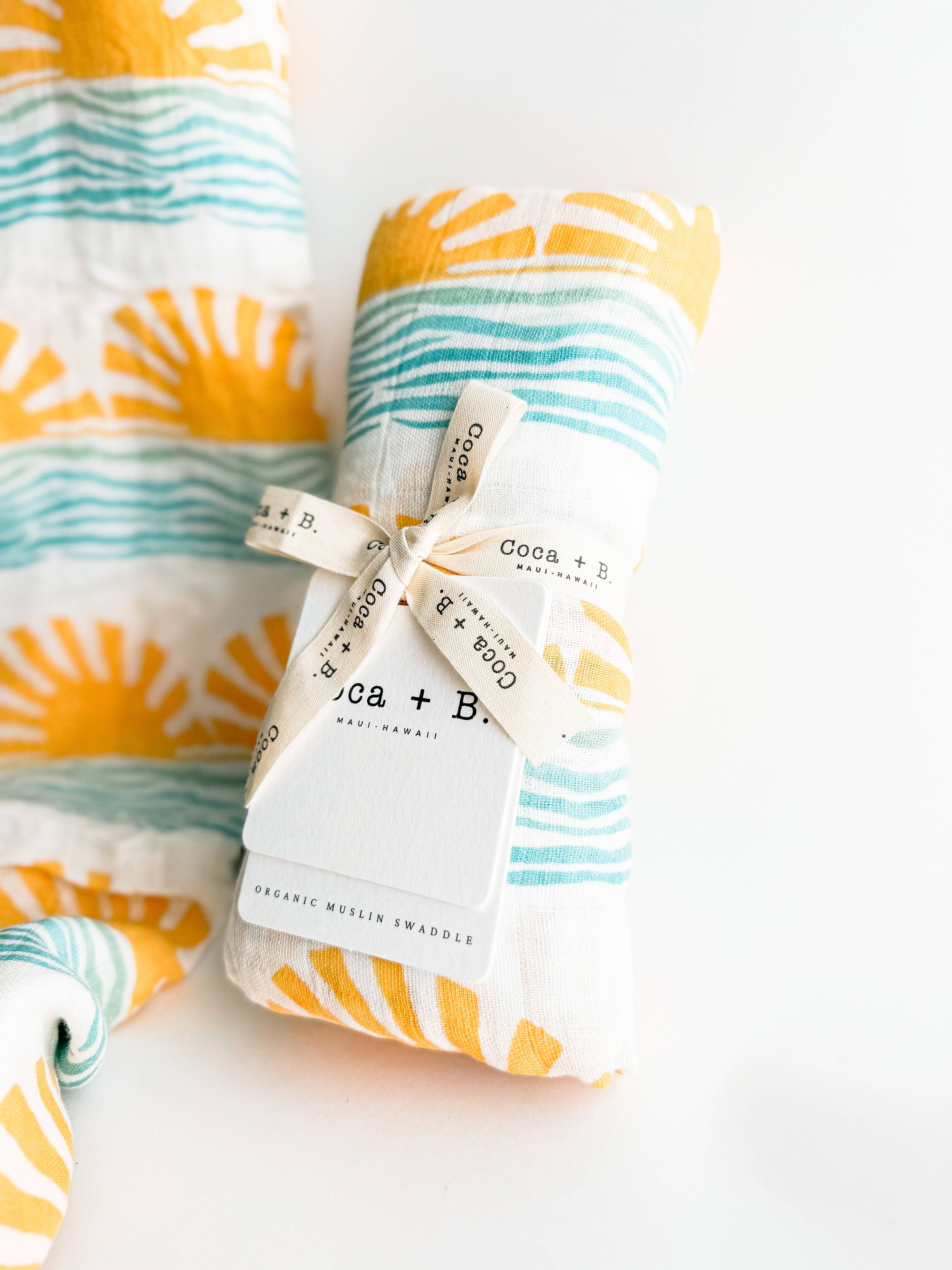 Coca + B.™ - Wholesale Milestone Blanket - Kids & Baby - Sun + Wave Organic Baby Swaddle | Surfer Nursery Decor6