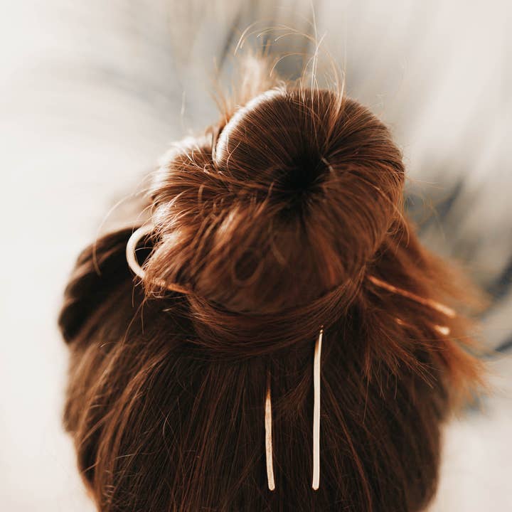 Mira Kauai - Wholesale Hair Pin - Hammered Brass Hair Pin6