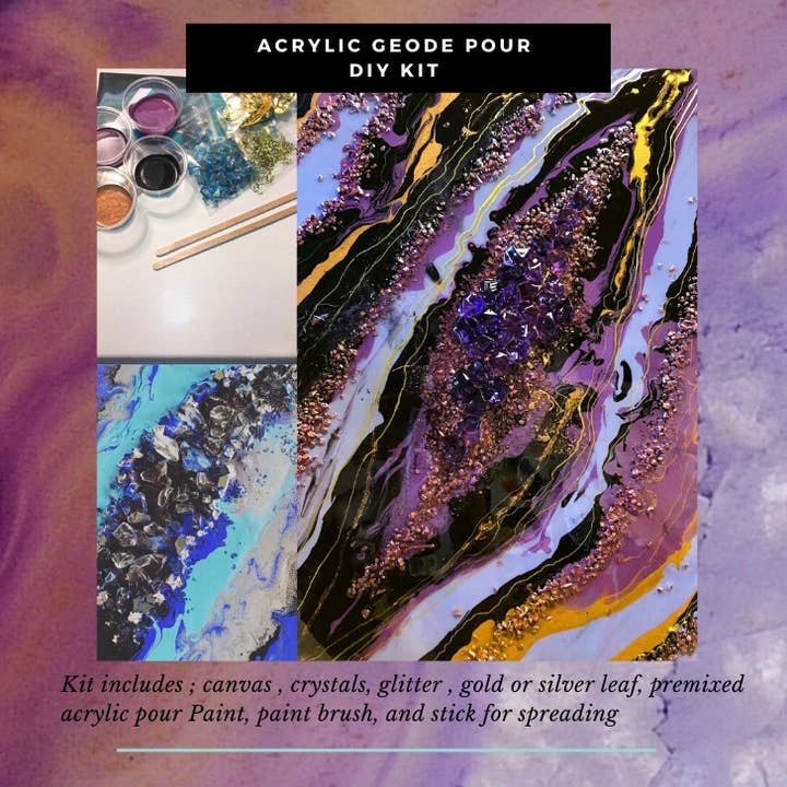 Acrylic Pour Geode DIY Art Kit for wholesale by The Crow’s Nest Artist Collective