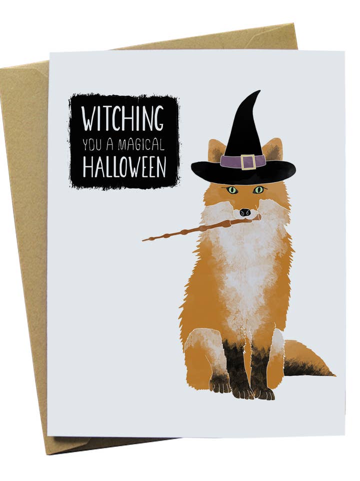 Carte d'Halloween Renard pour la vente par Paper Wolf Design