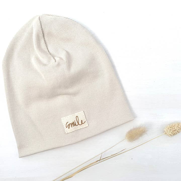rib beanie | smile | zand voor wholesale door lütt & Lang