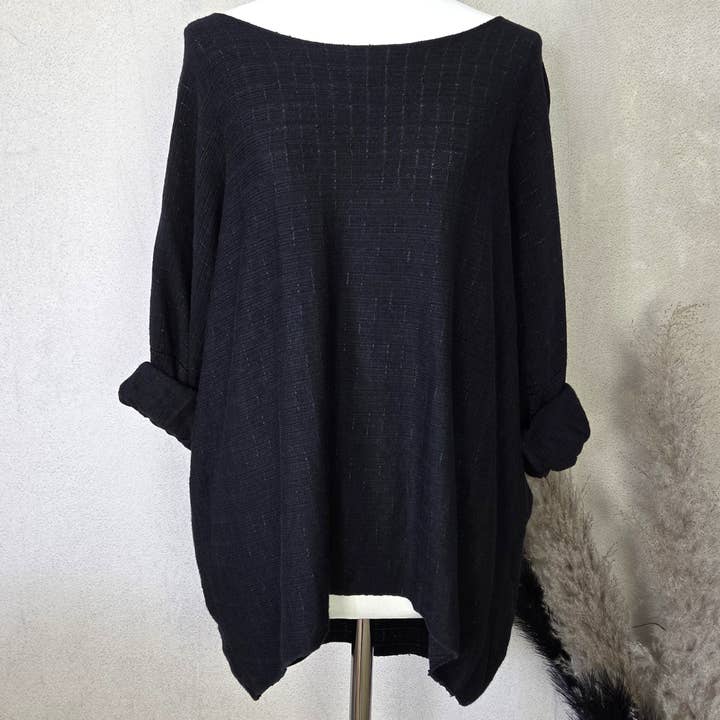 Cosy fine knit top with subtle fleck effect (M) for wholesale by Tempest Designs