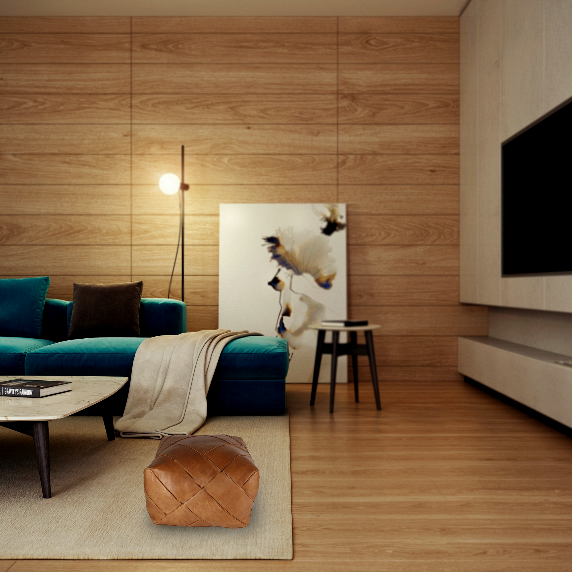 Gran Wholesale - Wholesale Pouf - Handmade Moroccan Square Leather Pouf Brown - Unstuffed 5