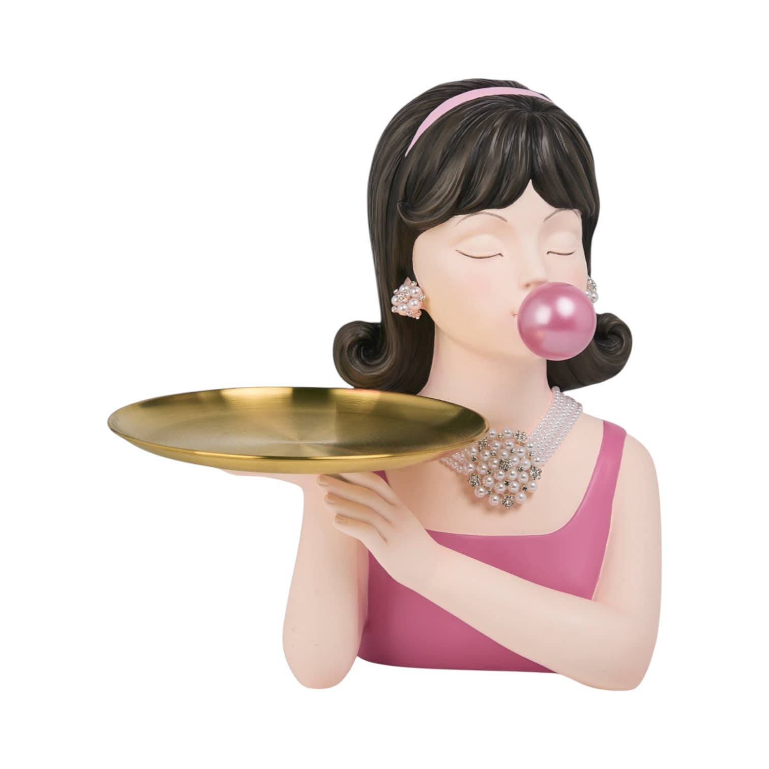 December Diamonds - Wholesale Decoratief beeldje - 14,5 inch Bubblegum Meisje met Dienblad0