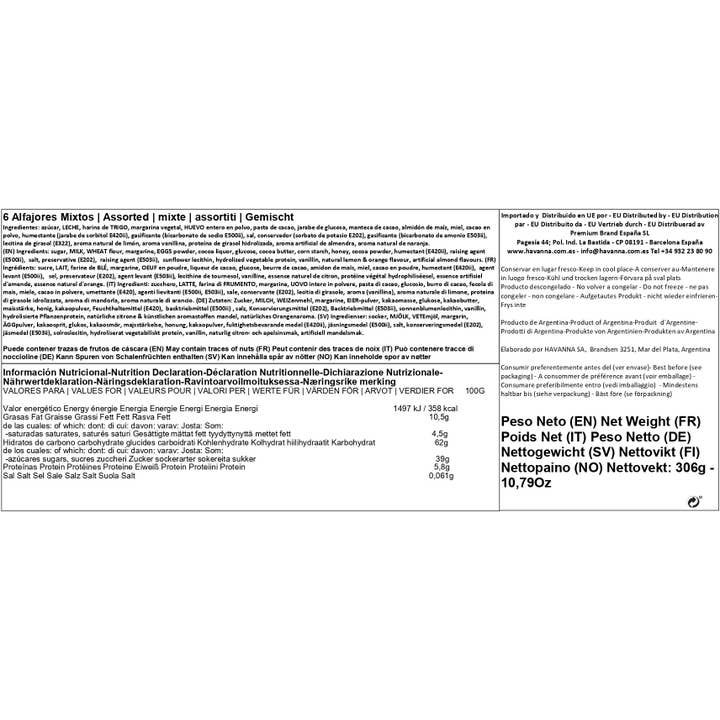 Premium Brand - Wholesale Cookie - Havanna | Mixed Alfajores | 6 units | 306 grams4