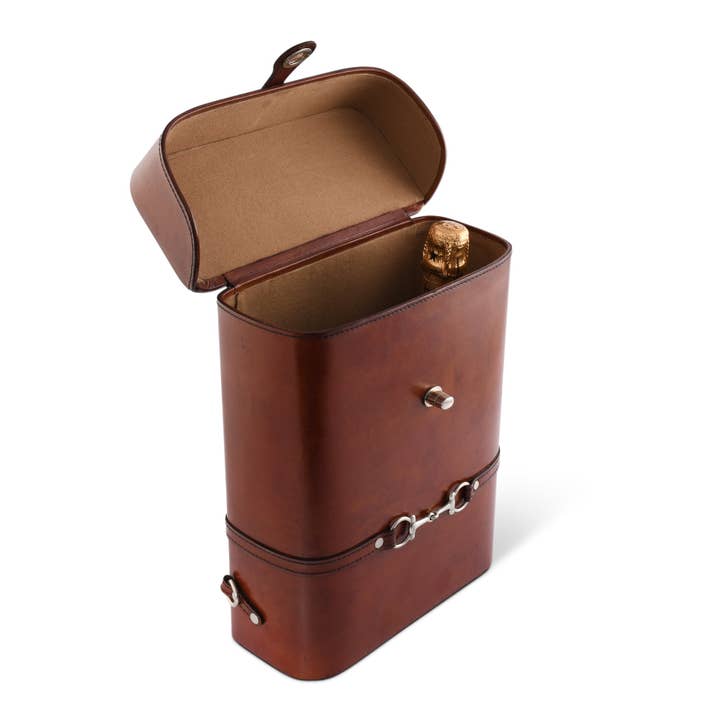 Vagabond House - Wholesale Wine Tote - Premium Genuine Leather Double Wine Bottle Carrier / Tote with Bit Design