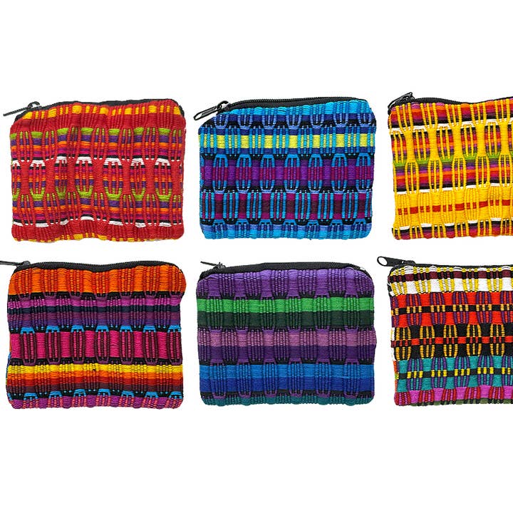 Woven Striped Guatemalan Single Zipper Coin Purse Pouch for wholesale by Pichincha