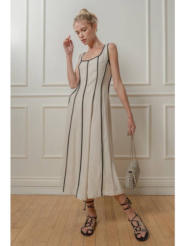 ILLA ILLA - Wholesale Dress - Women's - IM7512-Linen Midi Dress1