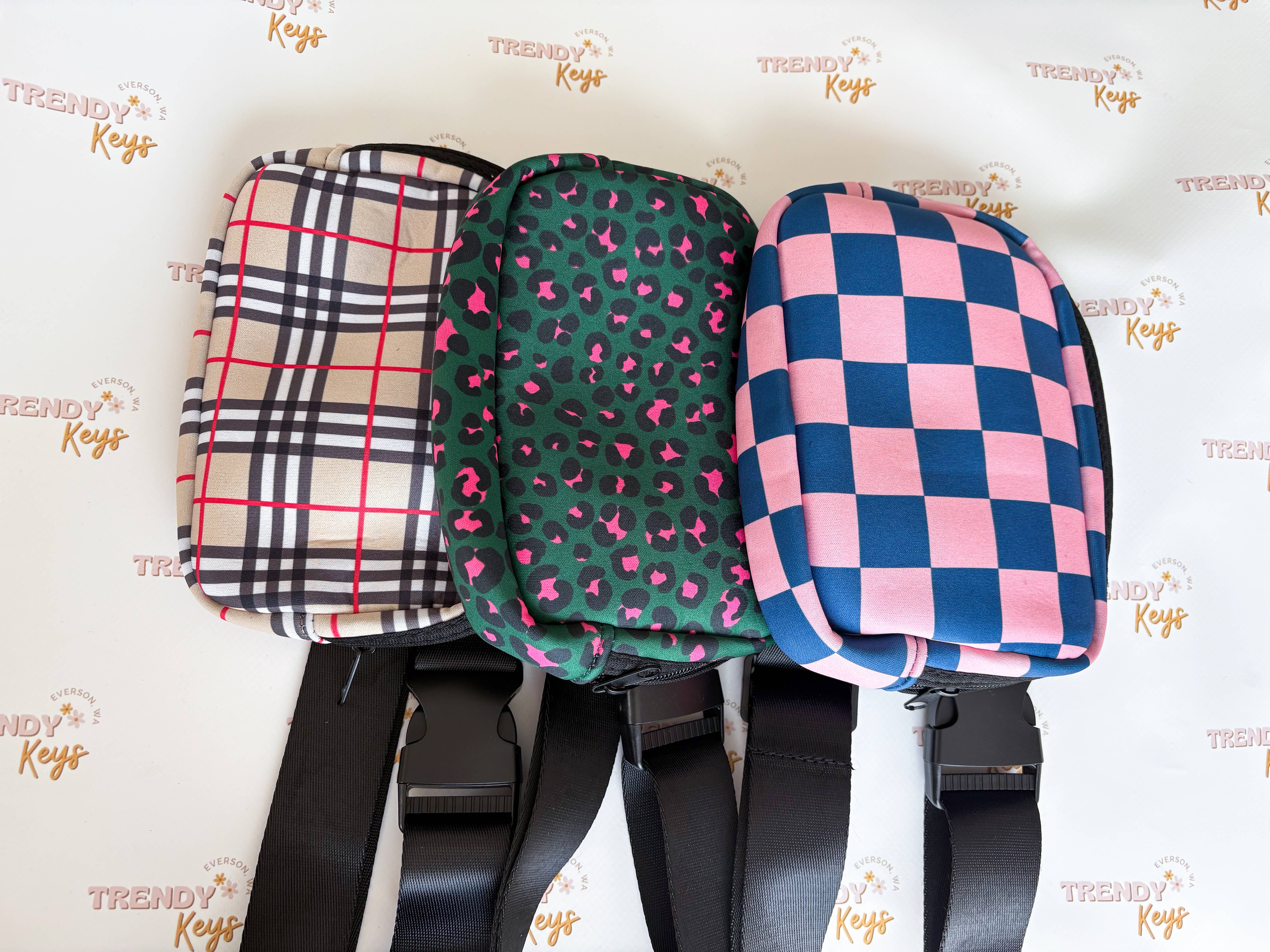 TrendyKeys - Wholesale Belt Bag - Women's - Neoprene Sling/Belt Bags, Patchable, Multiple Pockets5